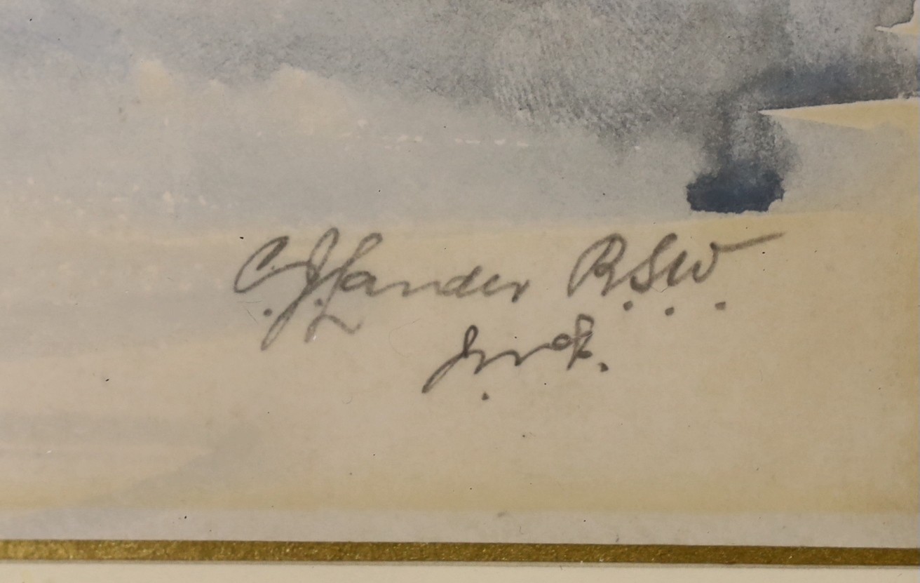 Charles James Lauder (1841-1920), pencil and watercolour, 'Looking East from Lindsey Wharf c.1905', signed in pencil, Michael Bryan label verso, 26 x 36cm